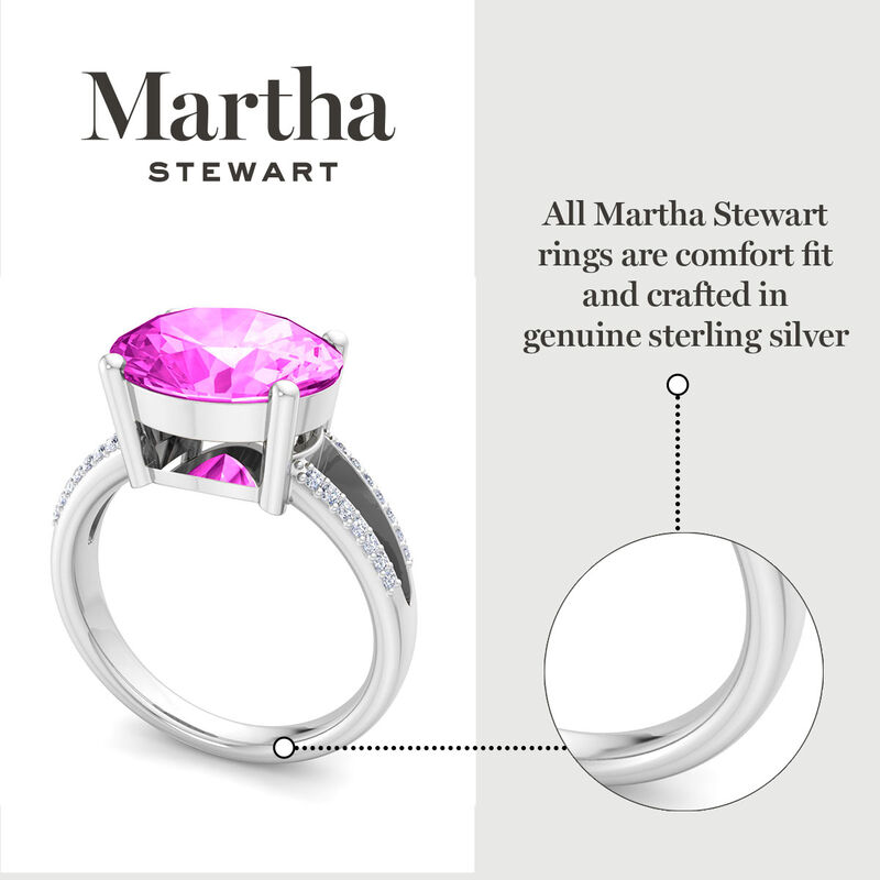 Martha Stewart 6 3/4ctw. Oval Pink Sapphire & Lab Grown Diamond Halo Ring In Sterling Silver image number null